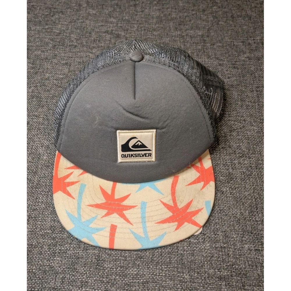 Quiksilver Hat Snapback Adult Gray Star Palm Trees One Size Ajdustable Y2K Cap